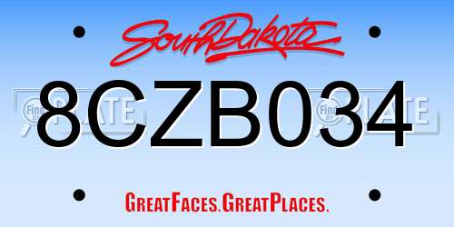 8CZB034 South Dakota License Plate