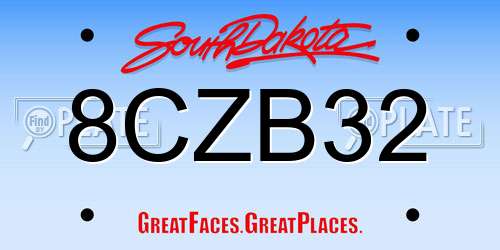 8CZB32 South Dakota License Plate