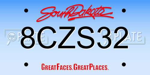 8CZS32 South Dakota License Plate