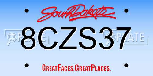 8CZS37 South Dakota License Plate