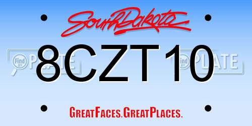 8CZT10 South Dakota License Plate