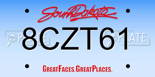 8CZT61 South Dakota License Plate