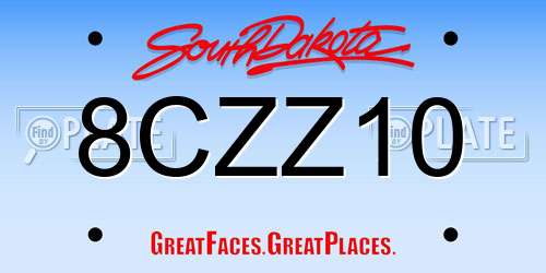 8CZZ10 South Dakota License Plate