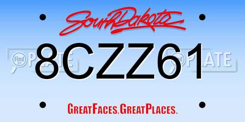 8CZZ61 South Dakota License Plate