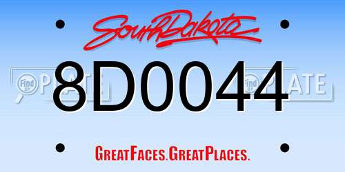 8D0044 South Dakota License Plate