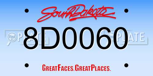 8D0060 South Dakota License Plate