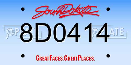 8D0414 South Dakota License Plate