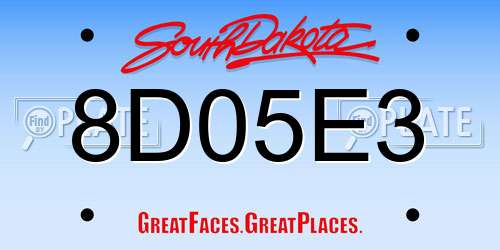 8D05E3 South Dakota License Plate