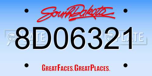 8D06321 South Dakota License Plate