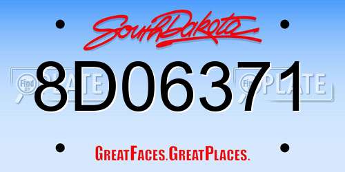 8D06371 South Dakota License Plate
