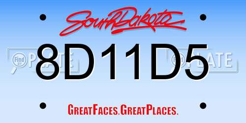 8D11D5 South Dakota License Plate