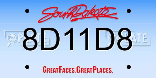 8D11D8 South Dakota License Plate