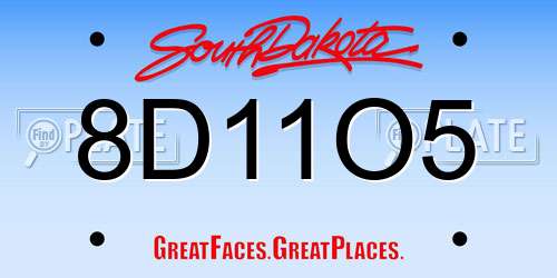 8D11O5 South Dakota License Plate