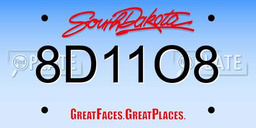 8D11O8 South Dakota License Plate