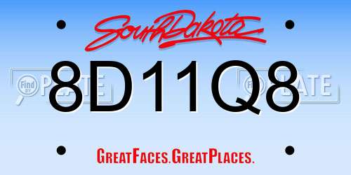 8D11Q8 South Dakota License Plate