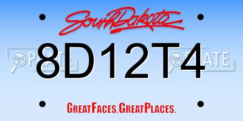 8D12T4 South Dakota License Plate