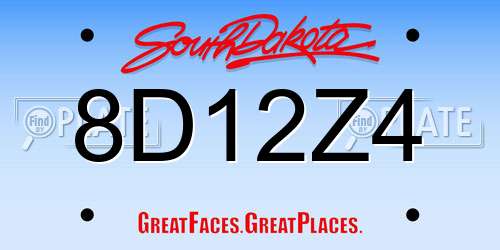 8D12Z4 South Dakota License Plate