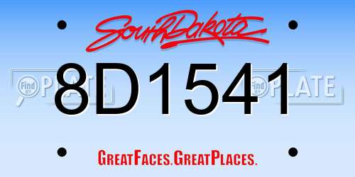 8D1541 South Dakota License Plate