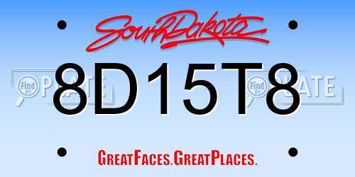 8D15T8 South Dakota License Plate