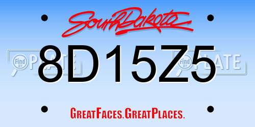8D15Z5 South Dakota License Plate
