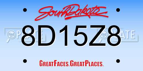 8D15Z8 South Dakota License Plate