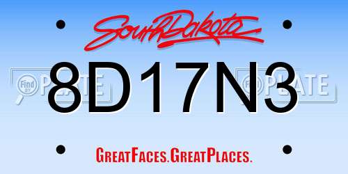 8D17N3 South Dakota License Plate