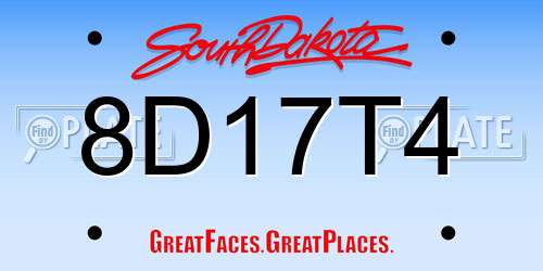 8D17T4 South Dakota License Plate
