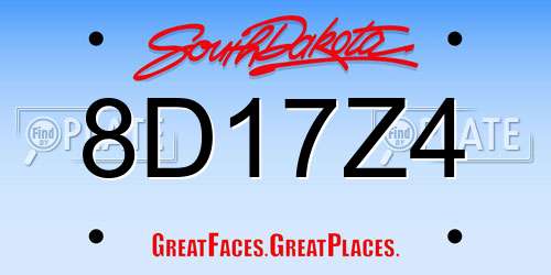 8D17Z4 South Dakota License Plate
