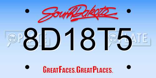 8D18T5 South Dakota License Plate
