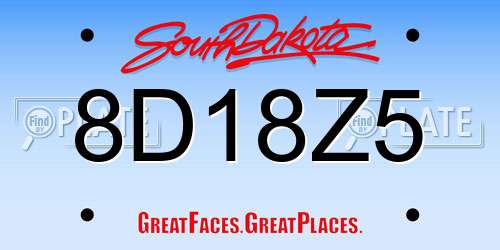 8D18Z5 South Dakota License Plate