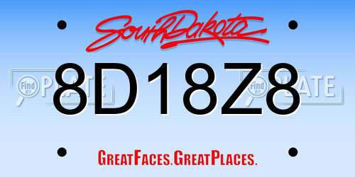 8D18Z8 South Dakota License Plate