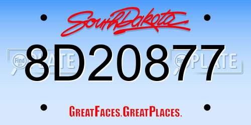 8D20877 South Dakota License Plate