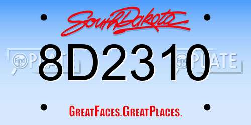8D2310 South Dakota License Plate