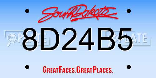 8D24B5 South Dakota License Plate