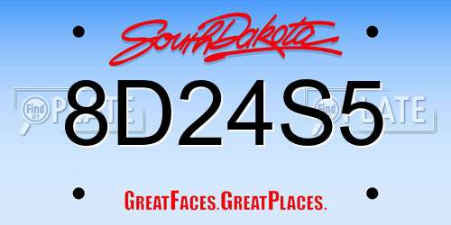 8D24S5 South Dakota License Plate