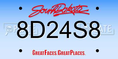 8D24S8 South Dakota License Plate