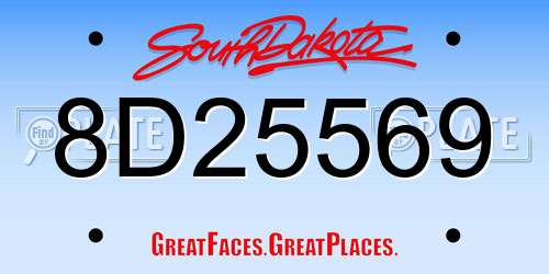 8D25569 South Dakota License Plate
