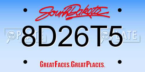 8D26T5 South Dakota License Plate