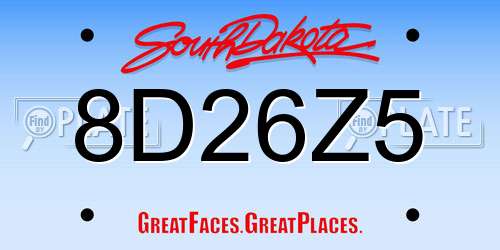 8D26Z5 South Dakota License Plate