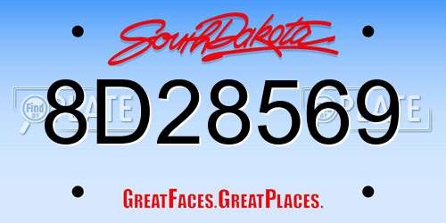8D28569 South Dakota License Plate