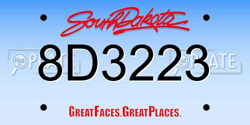 8D3223 South Dakota License Plate