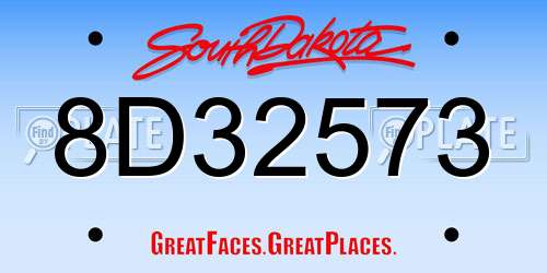 8D32573 South Dakota License Plate