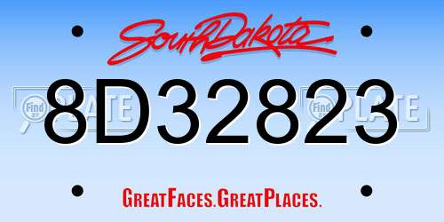 8D32823 South Dakota License Plate