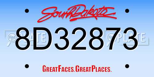 8D32873 South Dakota License Plate
