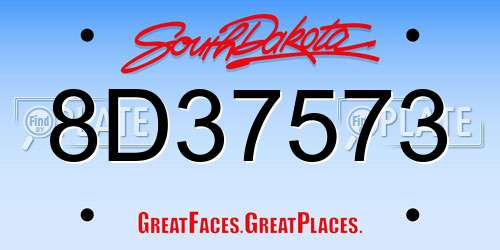 8D37573 South Dakota License Plate