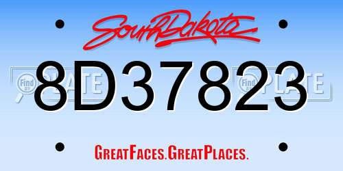 8D37823 South Dakota License Plate