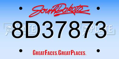8D37873 South Dakota License Plate