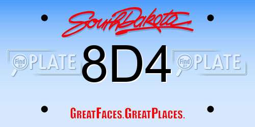 8D4 South Dakota License Plate
