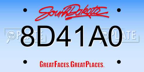 8D41A0 South Dakota License Plate