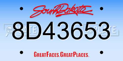 8D43653 South Dakota License Plate